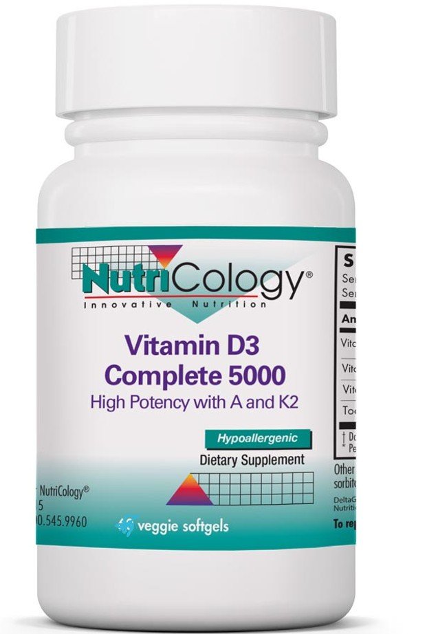 Nutricology Vitamin D3 Complete 5000 High Potency D with A and K2 120 Softgel