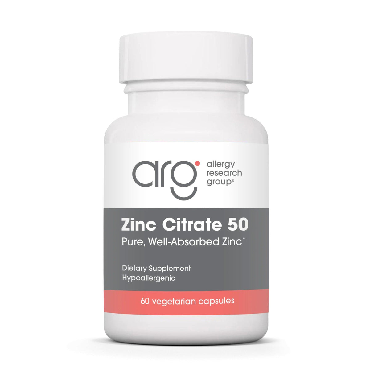 Allergy Research Group Zinc Citrate 50 Pure, Well-Absorbed Zinc 60 VegCap