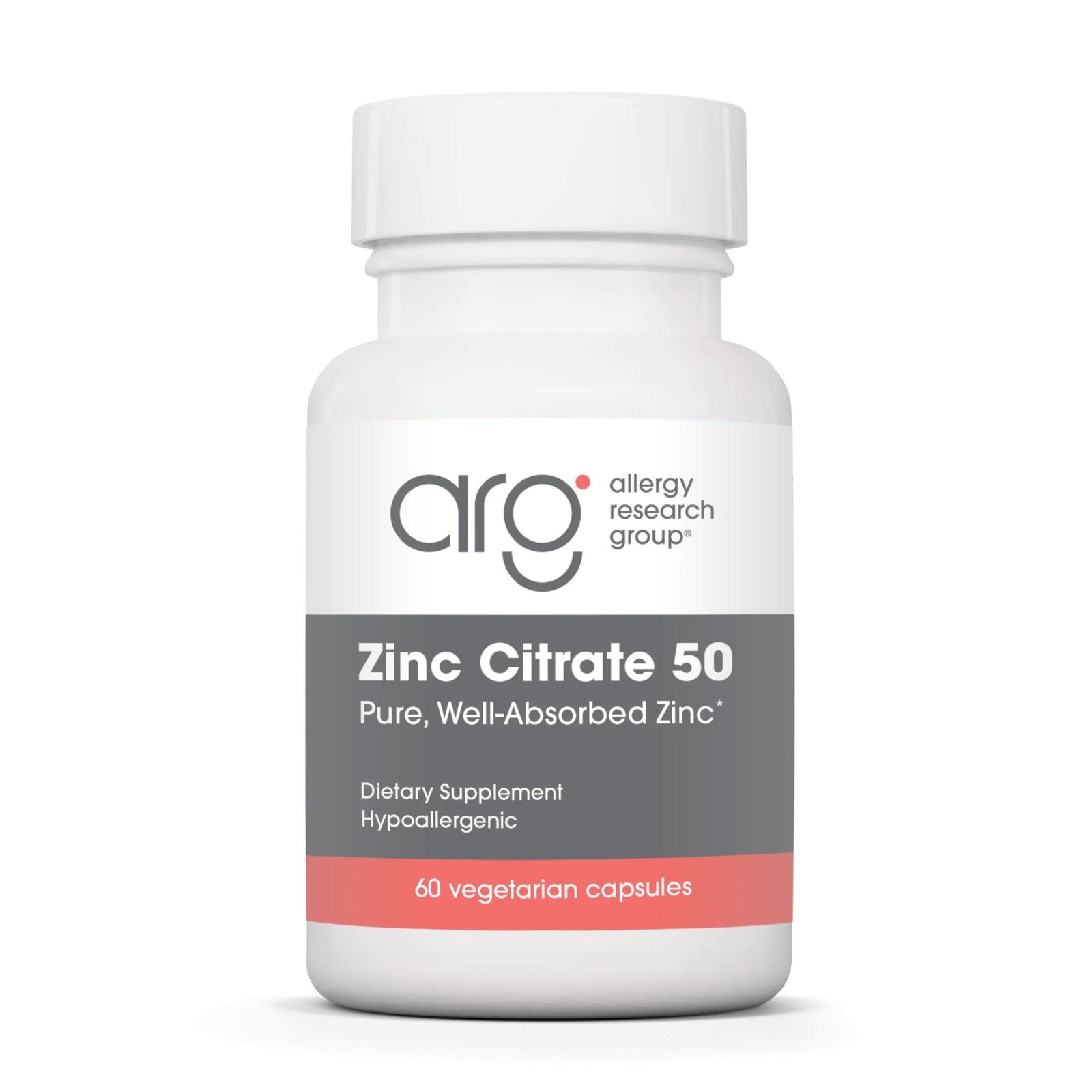 Allergy Research Group Zinc Citrate 50 Pure, Well-Absorbed Zinc 60 VegCap