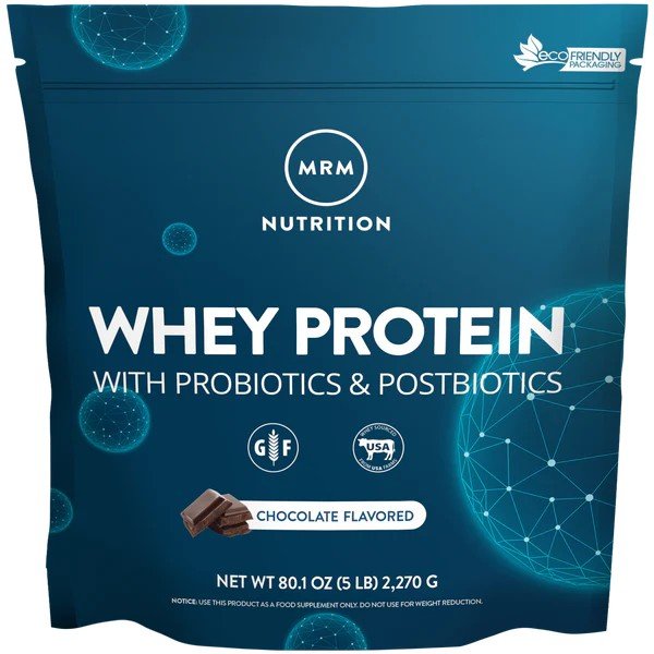 MRM (Metabolic Response Modifiers) Natural Whey Protein Chocolate- 2 Billion Probiotics 5 lbs Powder