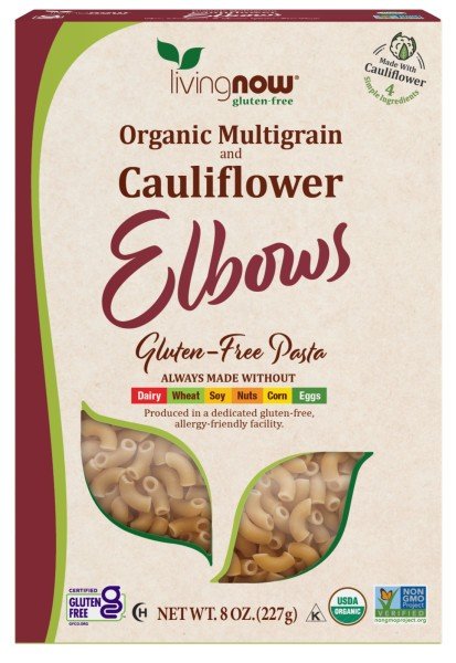 Now Foods Organic Multigrain Cauliflower Elbows Gluten-Free Pasta 8 oz Box