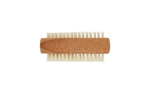 Bass Brushes Deluxe 100% Natural 2 Sided Nail Brush Extra Firm 100% Natural Boar Bristle Dark Bamboo Handle 1 Brush