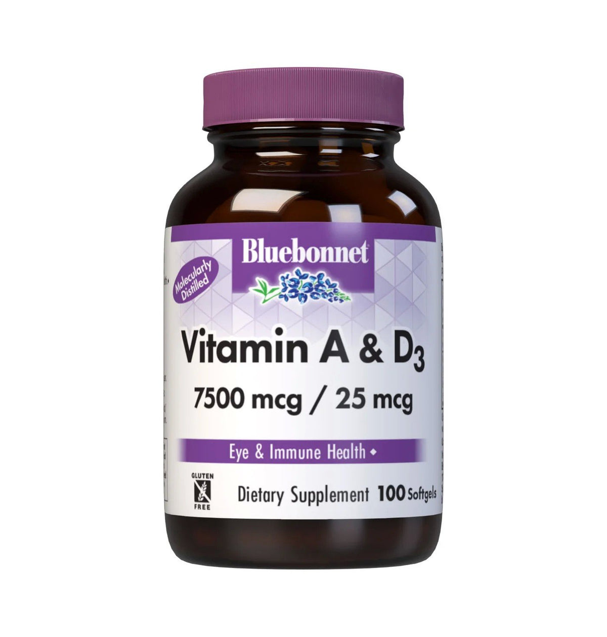 Bluebonnet Vitamin A&amp;D 7500 mcg/25 mcg 100 Softgel