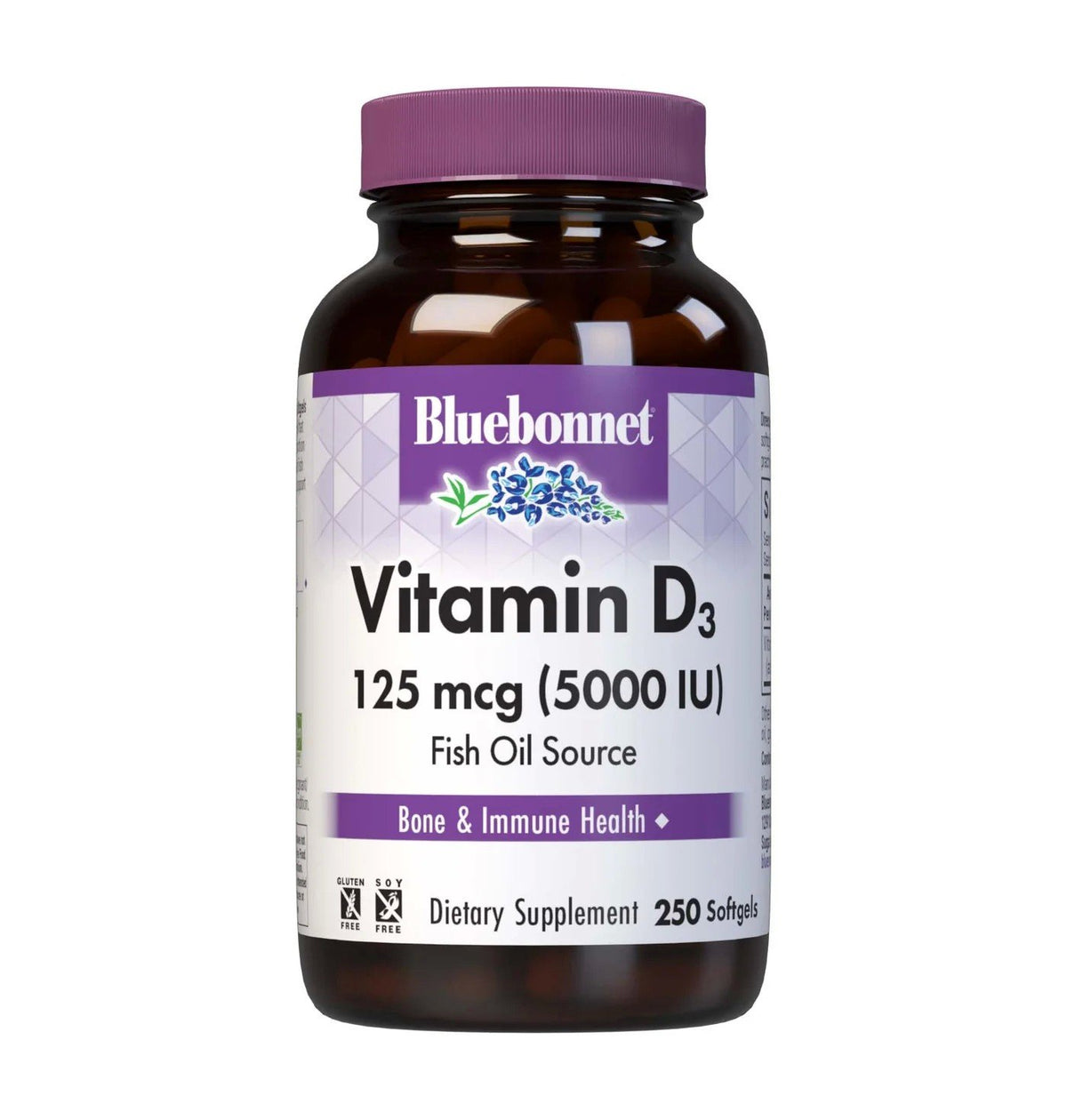 Bluebonnet Vitamin D3  125 mcg (5000 IU) 250 Softgel