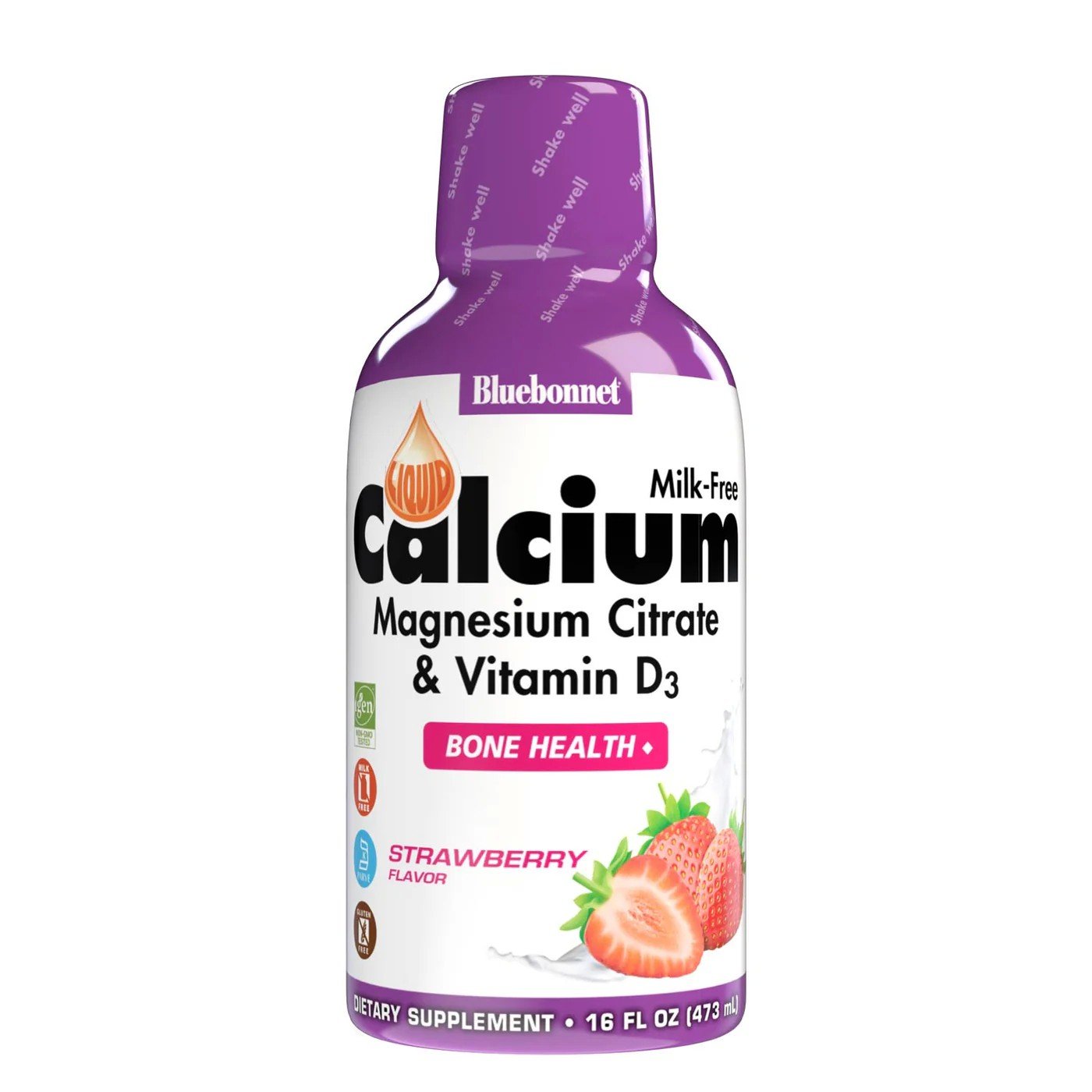 Bluebonnet Liquid Calcium Magnesium Citrate Plus Vitamin D3 Strawberry 16 oz Liquid