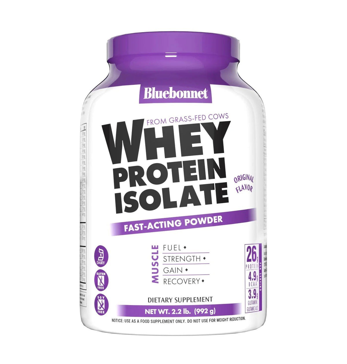 Bluebonnet Whey Protein Isolate Original 2.2 lbs Powder