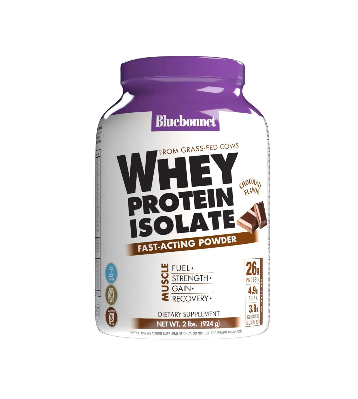 Bluebonnet Whey Protein Isolate Chocolate 2 lbs Powder
