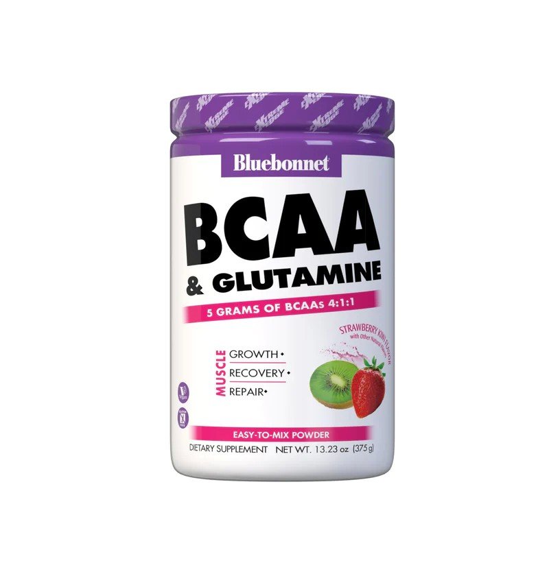 Bluebonnet BCCA & Glutamine-Strawberry Kiwi Flavor 13.23oz(375 g) Powder