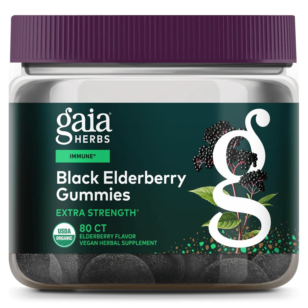 Gaia Herbs Black Elderberry Extra Strength Gummies 80 Gummy