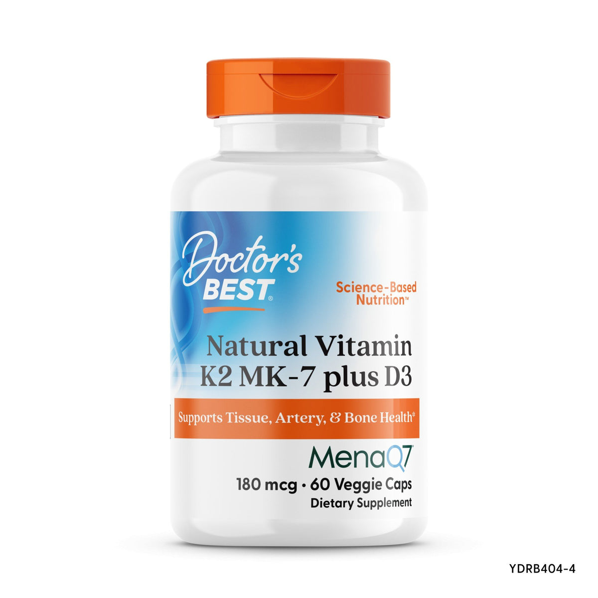 Doctors Best Natural Vitamin K2 MK-7 with MenaQ7 plus D3 180mcg 60 VegCap