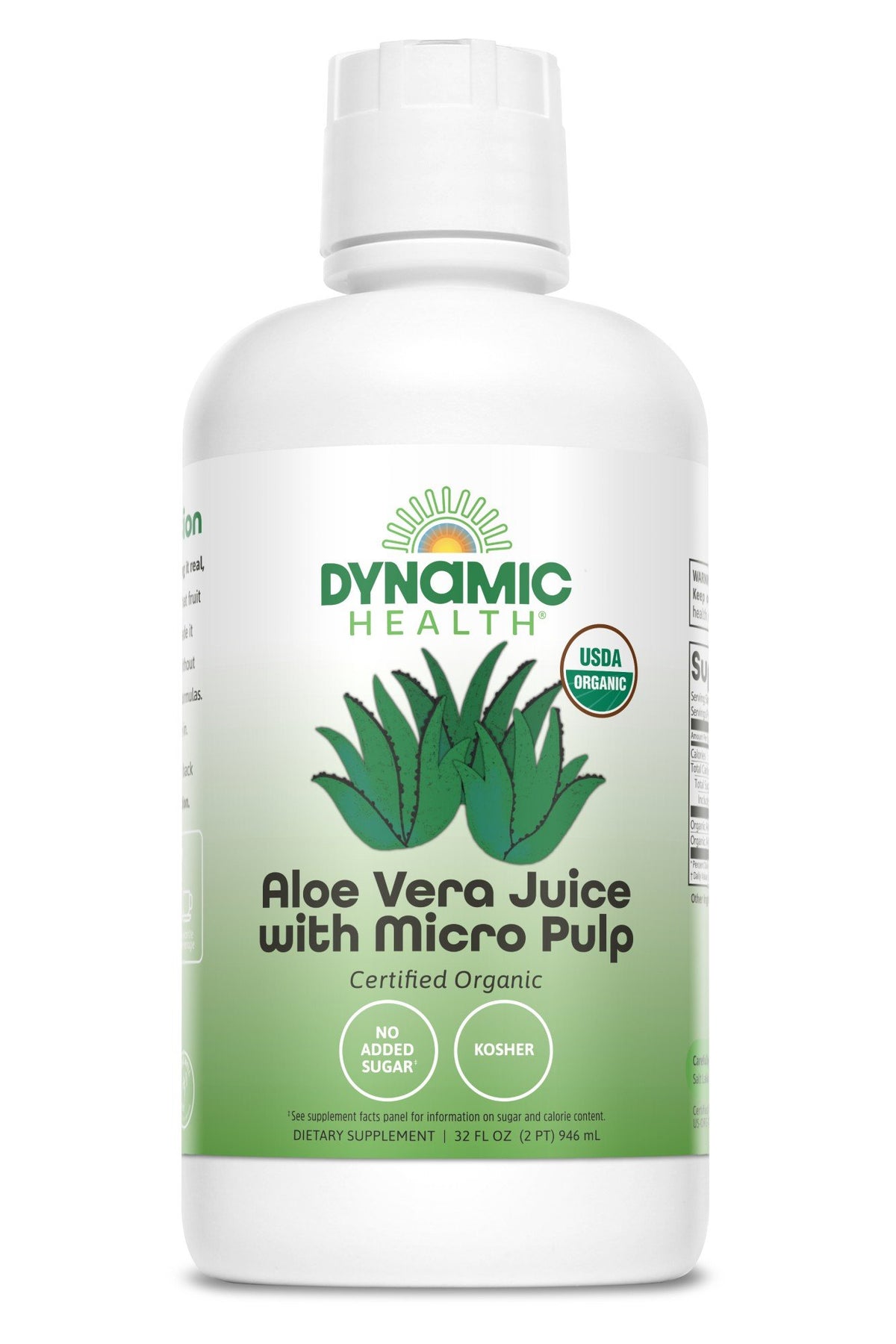 Dynamic Health Aloe Vera Juice w/Micro Pulp Certified Organic 32 oz Liquid