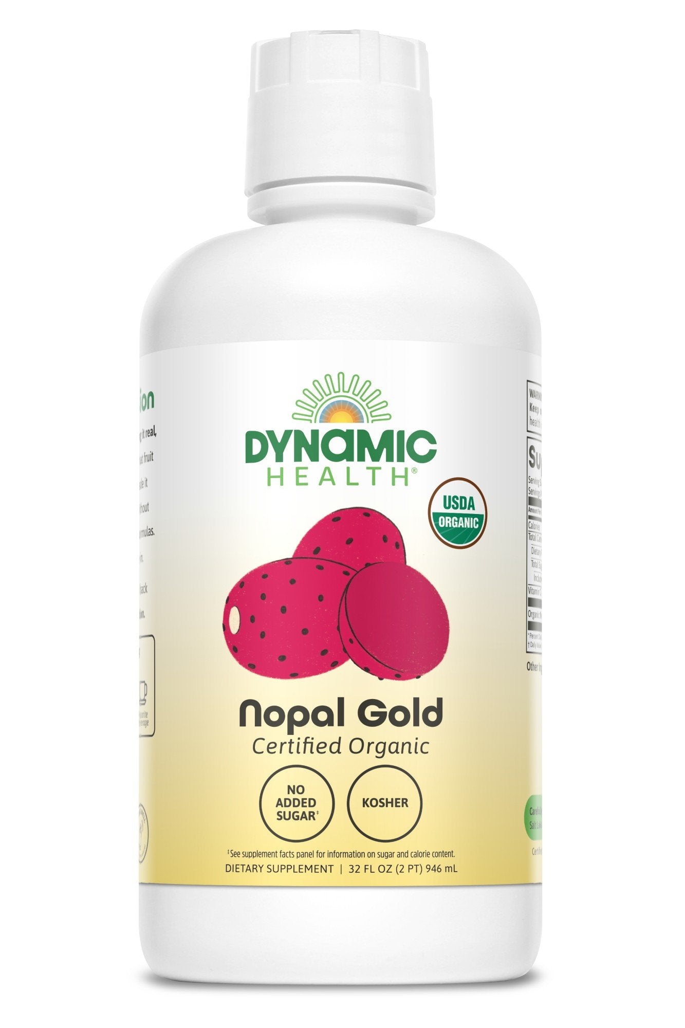 Dynamic Health Organic Certified Nopal Gold-100% Pure Nopal Juice 32 oz Liquid