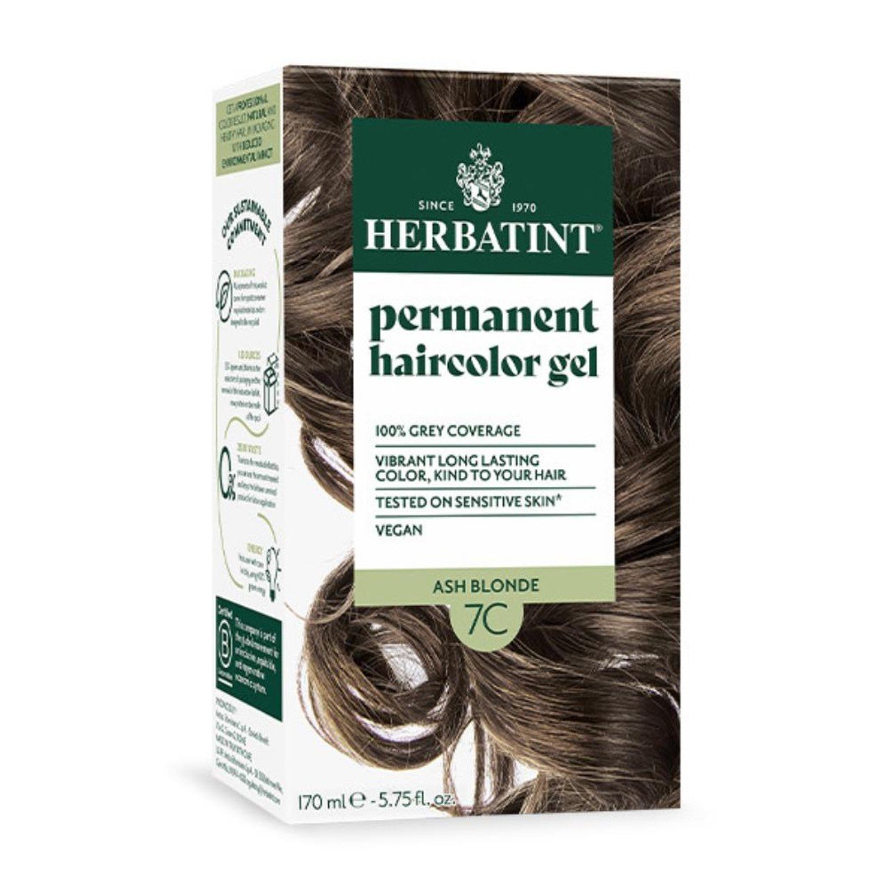 Herbatint 7C-Ash Blonde-Permanent Hair Color Gel 4.56 fl oz Liquid