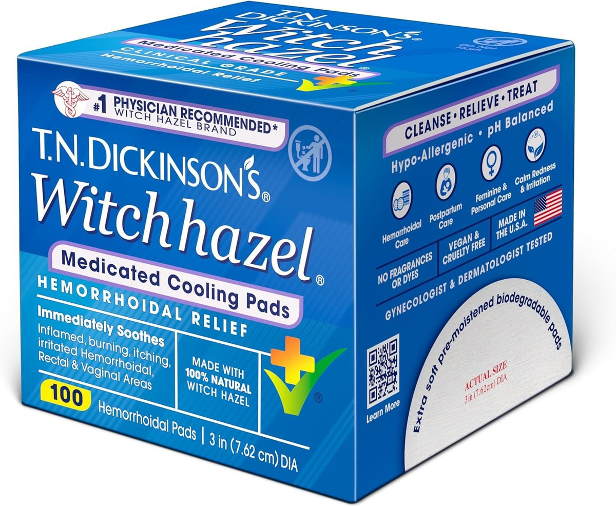 T.N. Dickinson Witch Hazel Hemorrhoidal Pads with Aloe 100 Pad