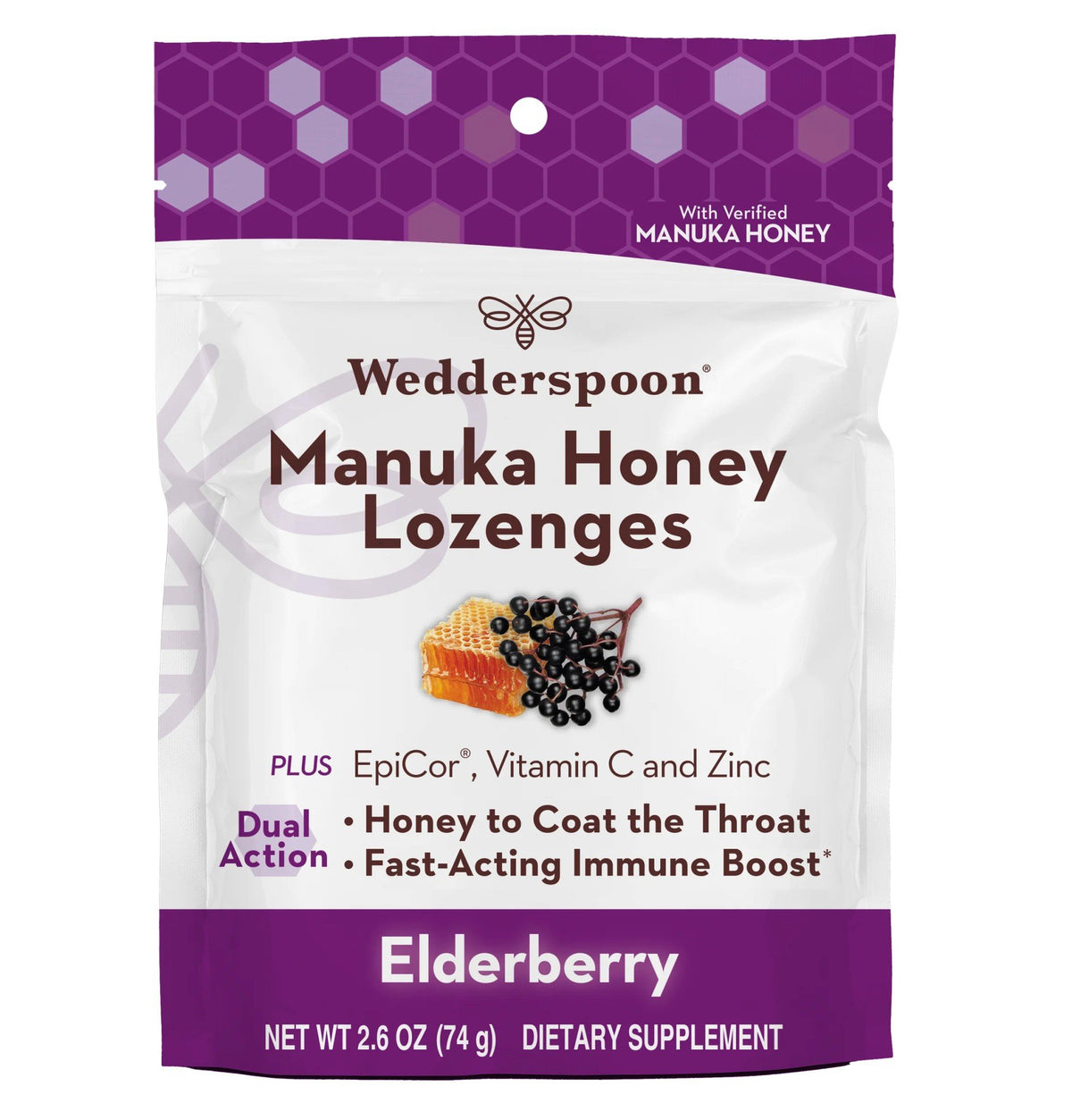 Wedderspoon Manuka Honey Immunity Lozenge-Elderberry 2.6 oz. Lozenge