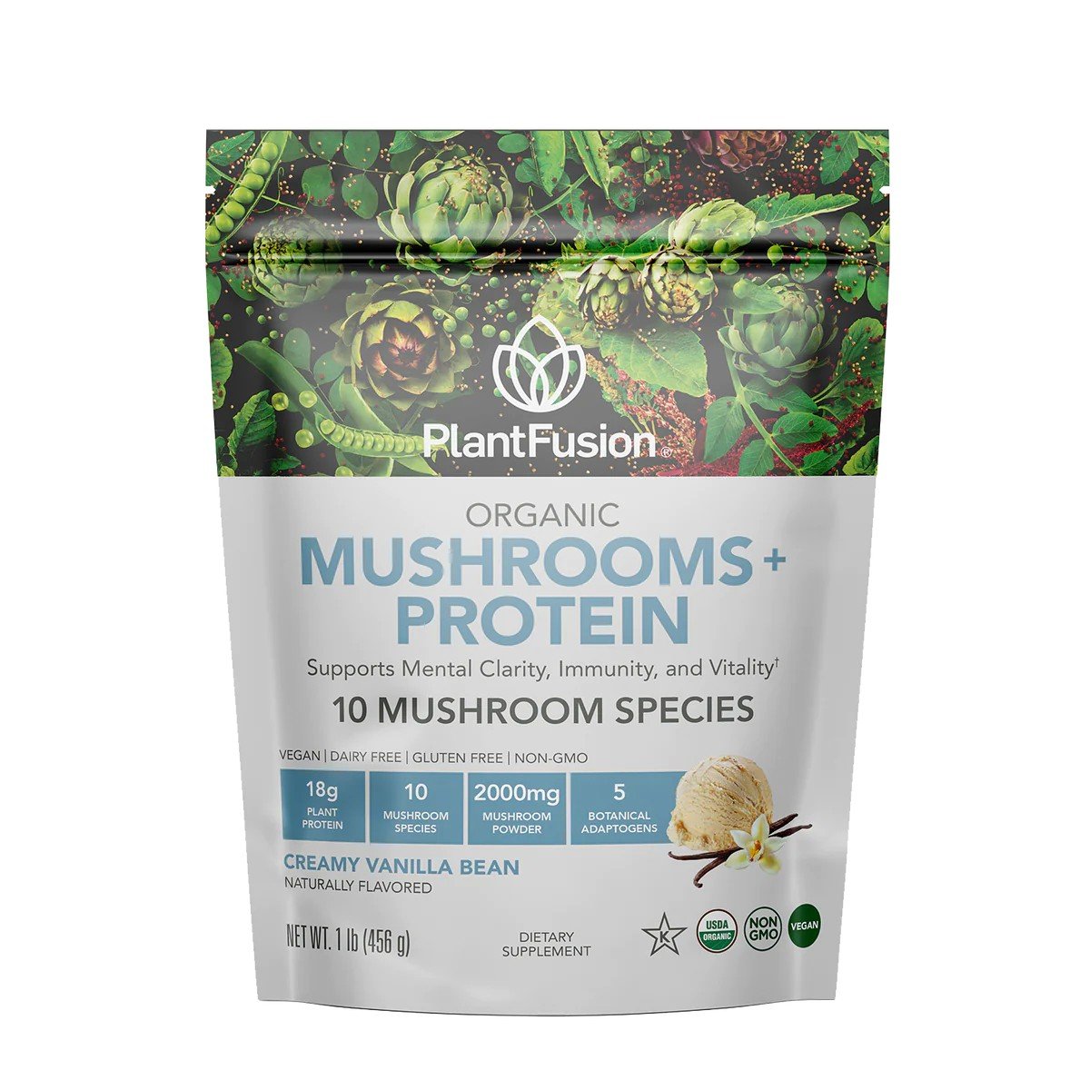 PlantFusion Mushroom &amp; Protein Vanilla 1 lb Powder