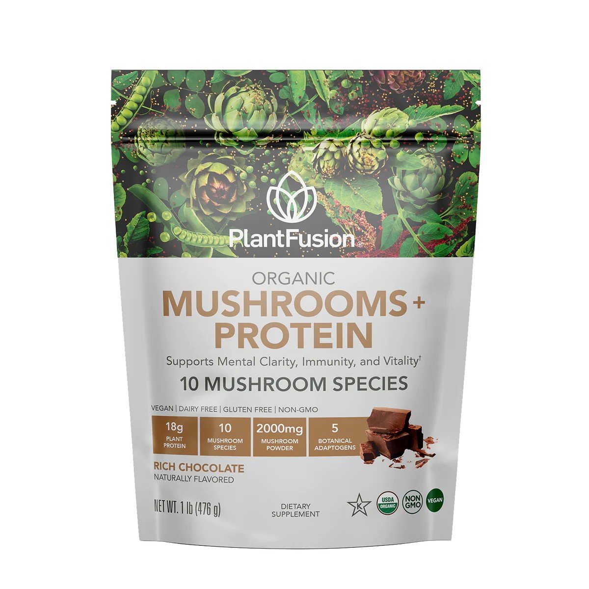 PlantFusion Mushroom & Protein Chocolate 1 lb Powder