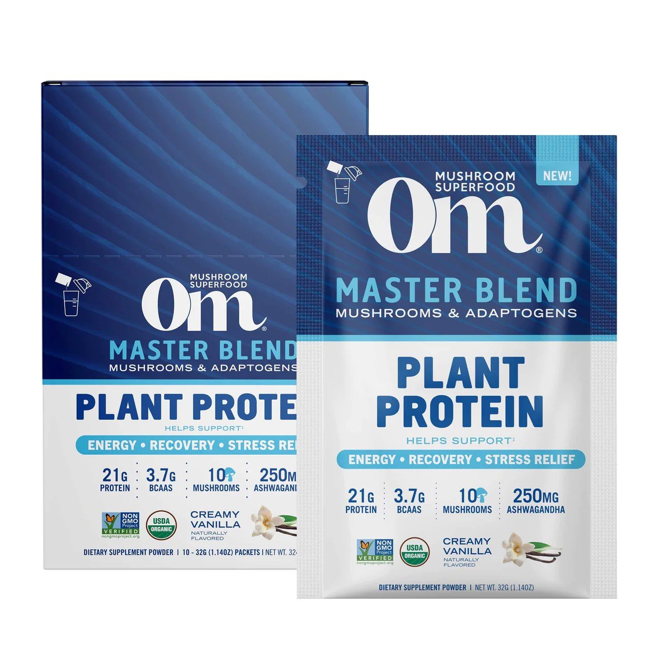 Om Mushrooms Mushroom Master Blend Protein Vanilla 10 pkt Powder