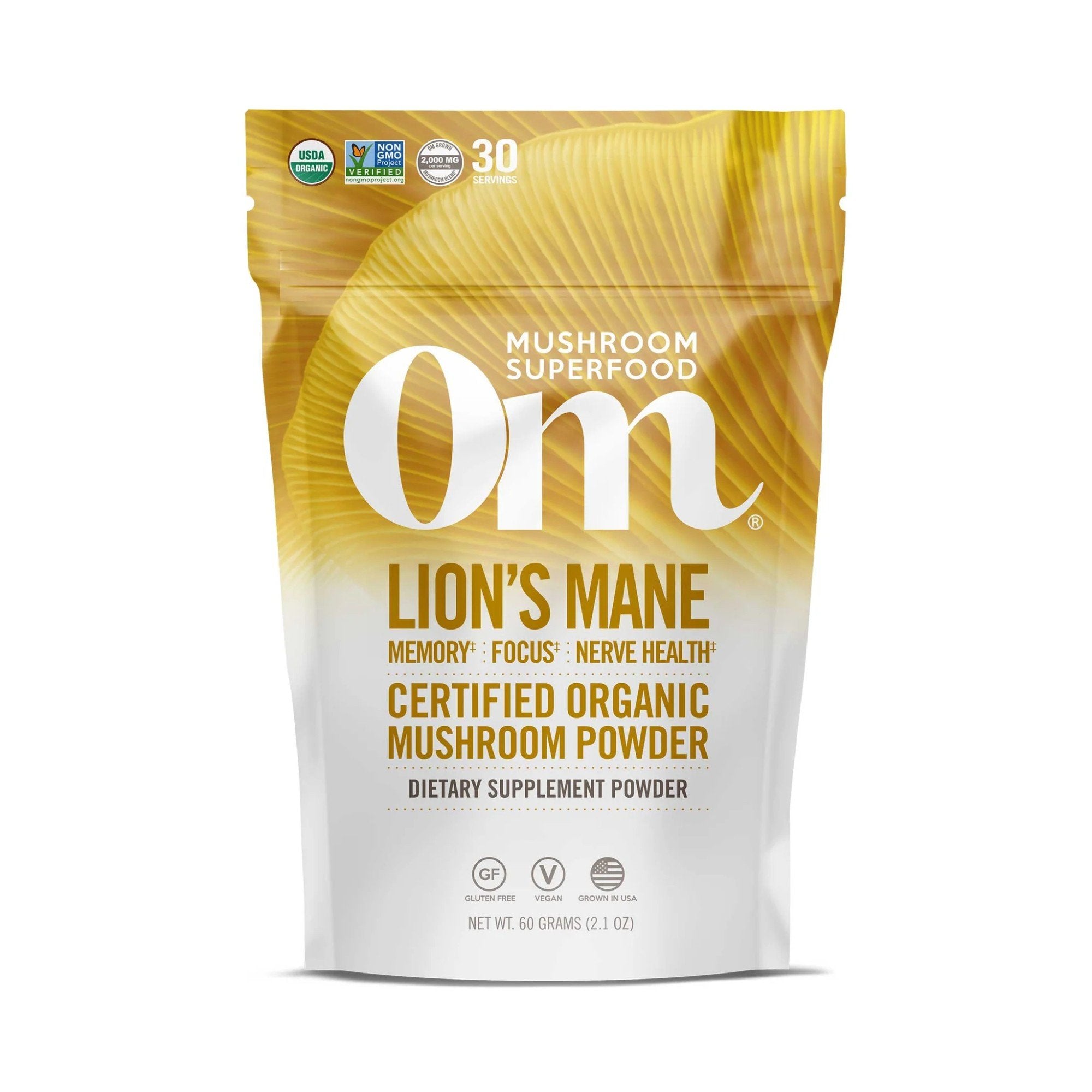 Om Mushrooms Lion's Mane Mushroom Superfood Powder 60g Powder