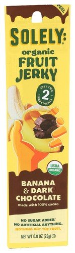 Solely Organic Fruit Jerky - Banana &amp; Dark Chocolate 5 0.8 oz Strips Pack