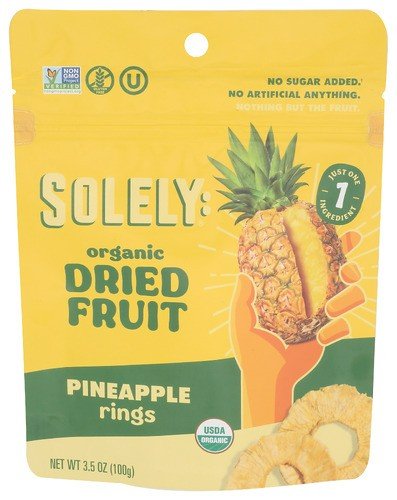 Solely Dried Fruit Organic Pineapple 3.5 oz Bag