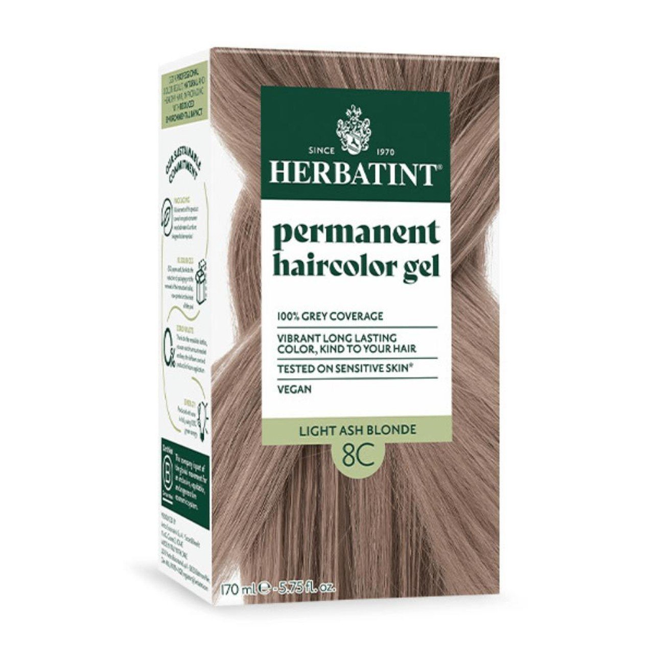 Herbatint 8C-Light Ash Blonde-Permanent Hair Color Gel 4.56 fl oz Liquid