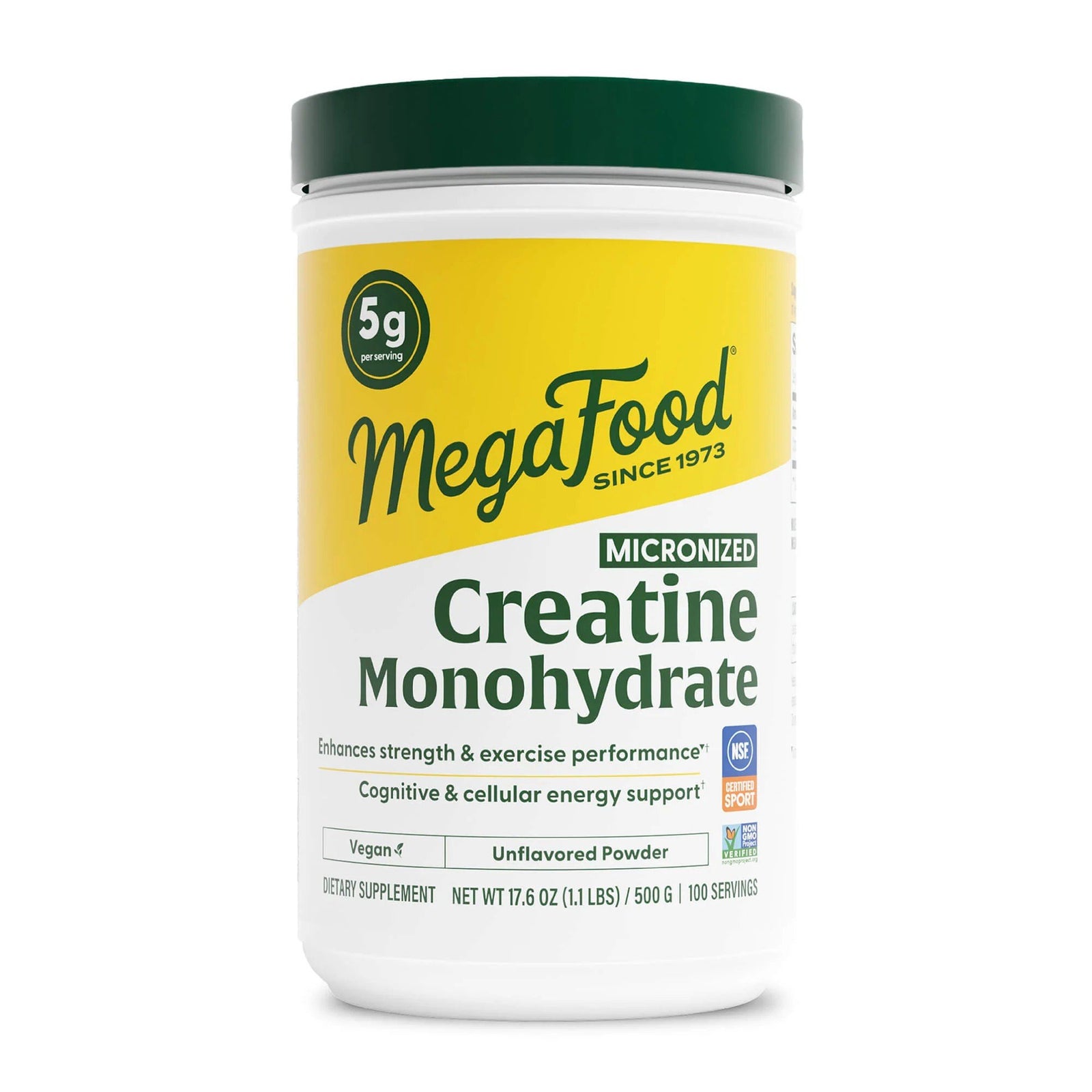 MegaFood Micronized Creatine Monohydrate - Unflavored 17.6 oz (1.1 lbs) Powder