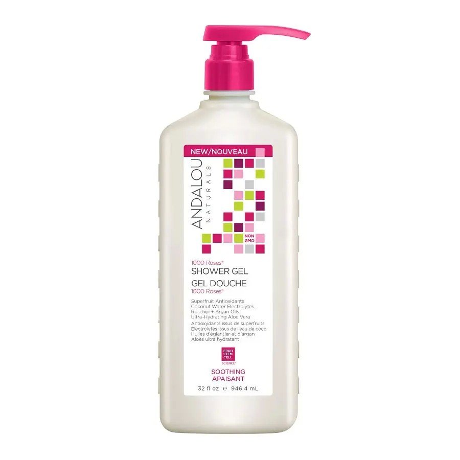 Andalou Naturals Soothing Shower Gel 1000 Roses 32 oz Liquid