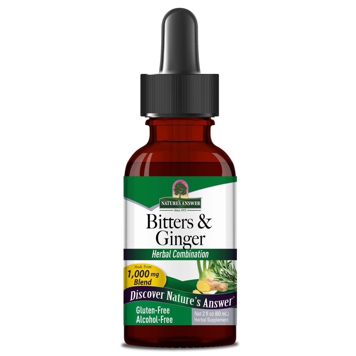 Nature&#39;s Answer Bitters &amp; Ginger Extract  Alcohol-Free 2 oz Liquid