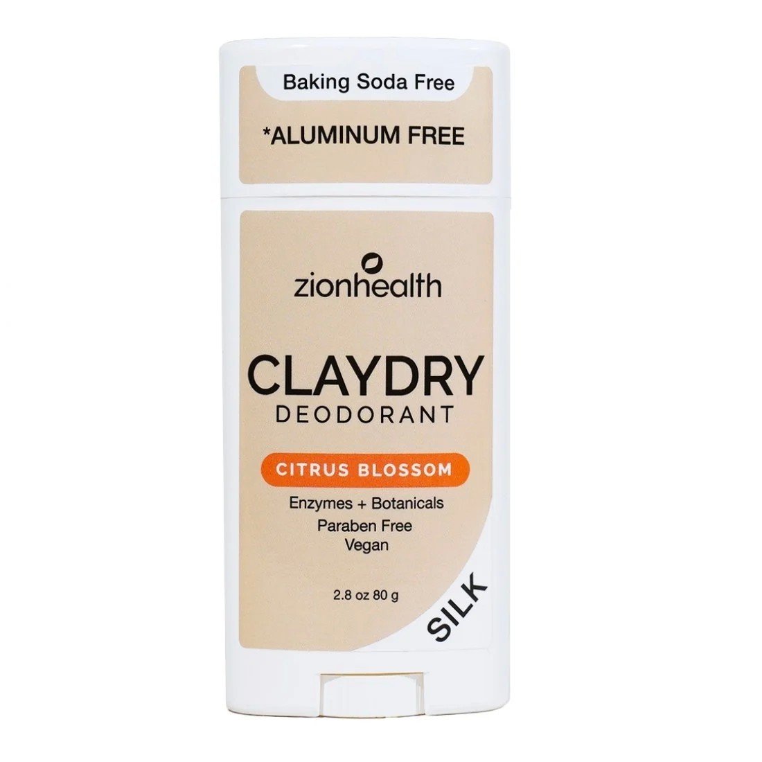 Zion Health Clay Dry Solid Silk Citrus Blossom Deodorant 2.5 oz Stick