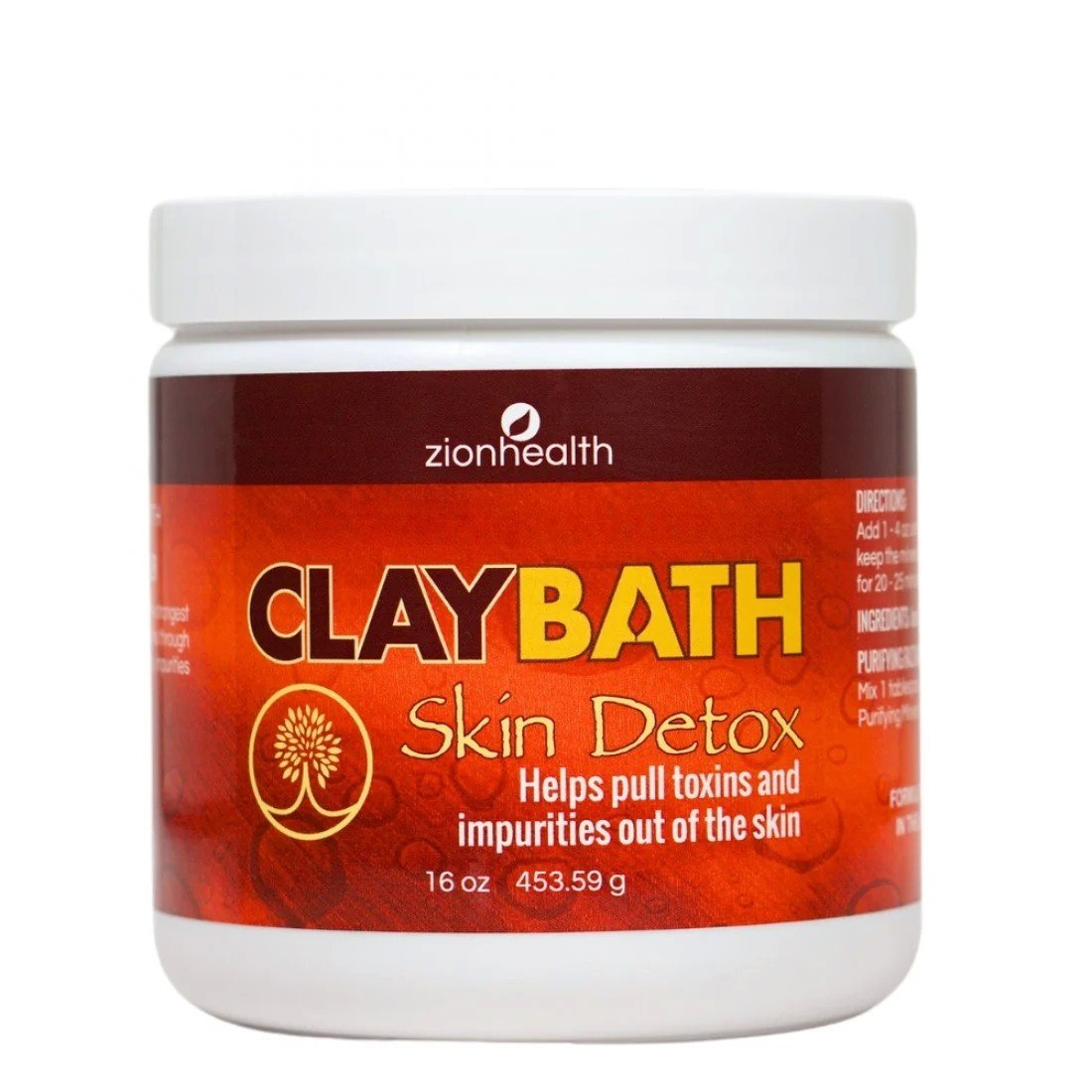 Zion Health Claybath Skin Detox 16 oz Clay