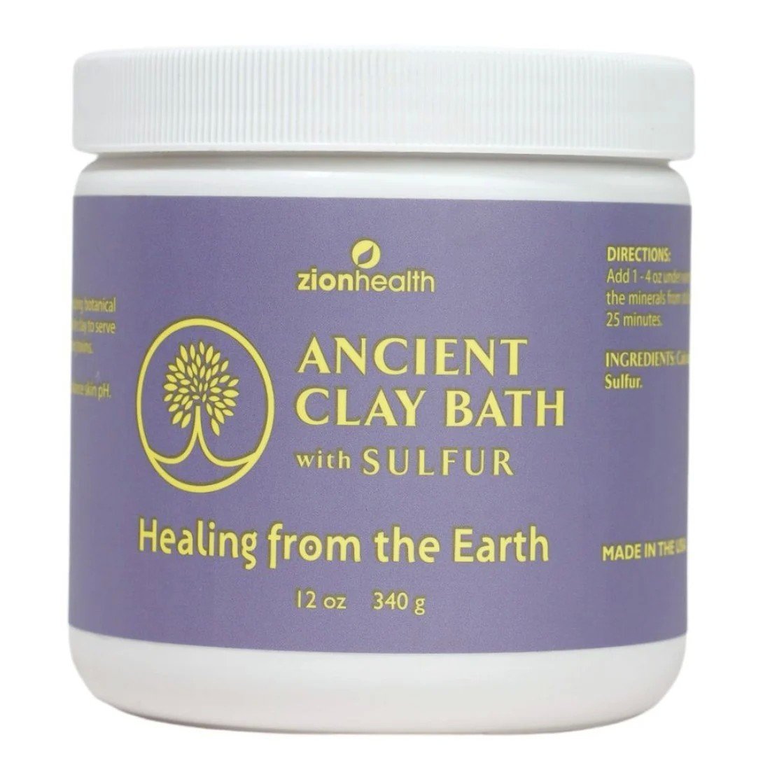 Zion Health Clay Bath Sulfur 12 oz Powder