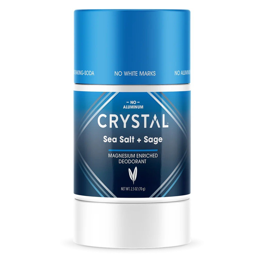 Crystal Body Deodorant Magnesium Enriched Deodorant Stick Sea Salt &amp; Sage 2.5 oz Stick