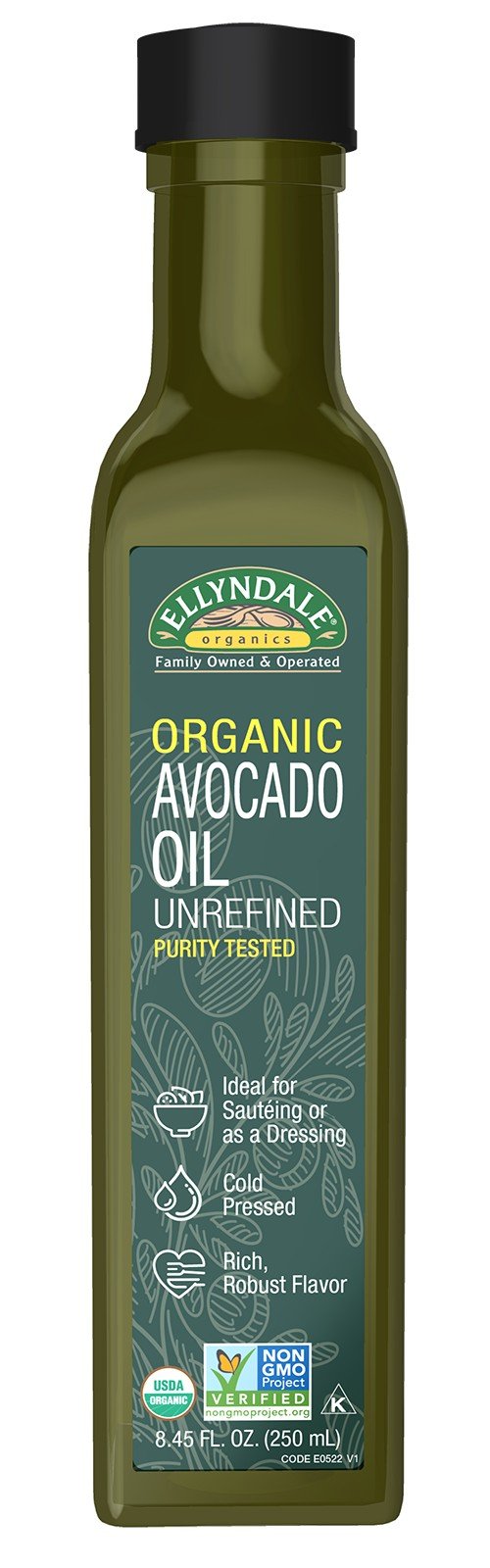 Ellyndale Foods Avocado Cooking Oil - Organic in Glass Bottle 8.45 fl. oz. Oil