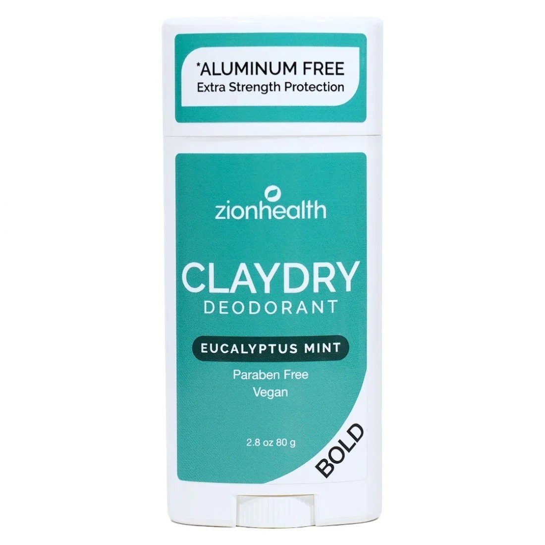 Zion Health Clay Dry Bold Eucalyptus Mint Vegan Deodorant 2.5 oz Stick