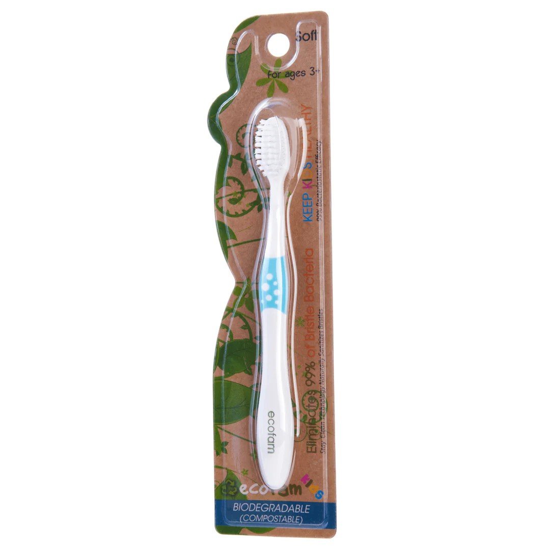 XyloBurst Ecofam Compostable Kids Toothbrush with Anti-Microbial Bristles-Blue 1 Toothbrush