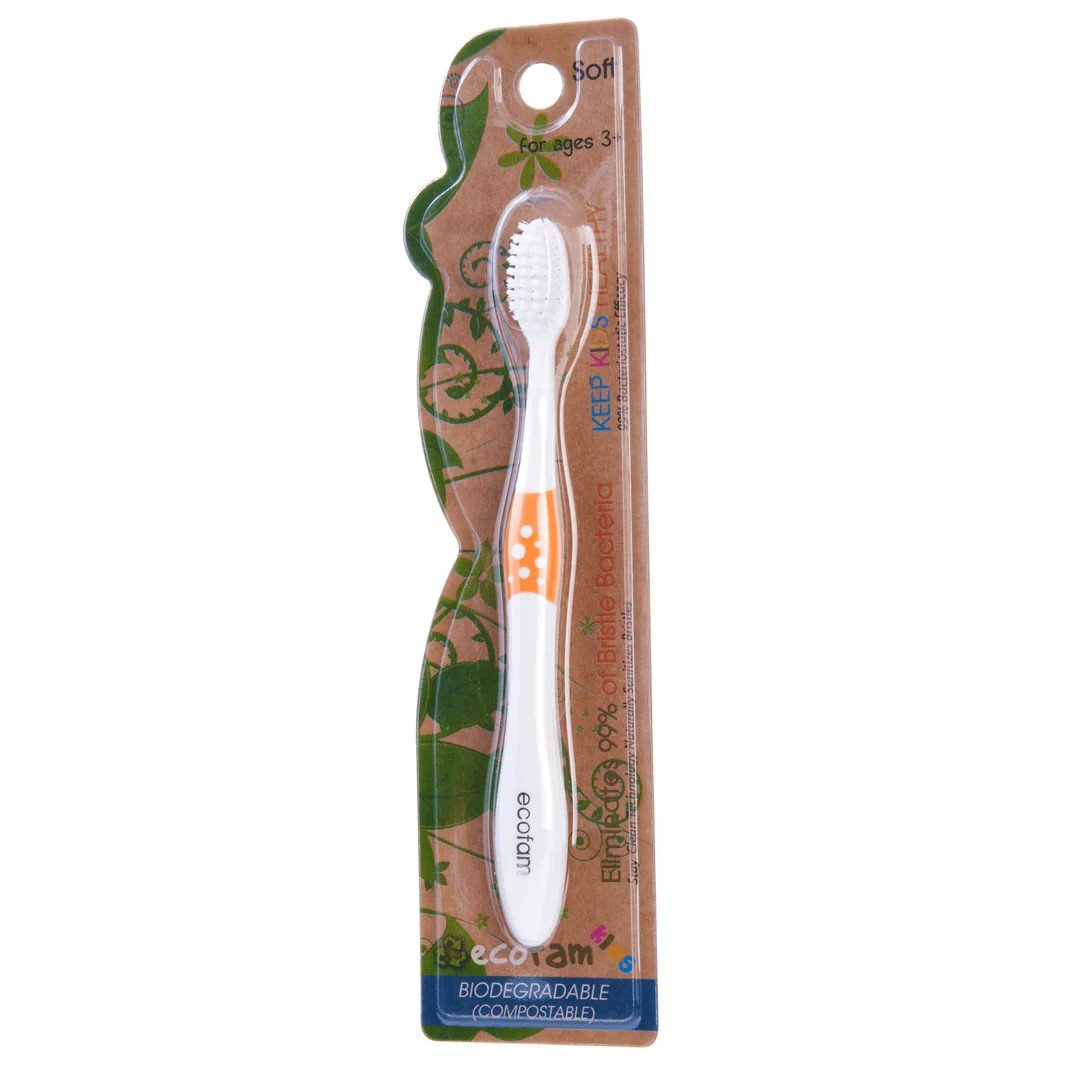 XyloBurst Ecofam Compostable Kids Toothbrush with Anti-Microbial Bristles Orange 1 ToothBrush