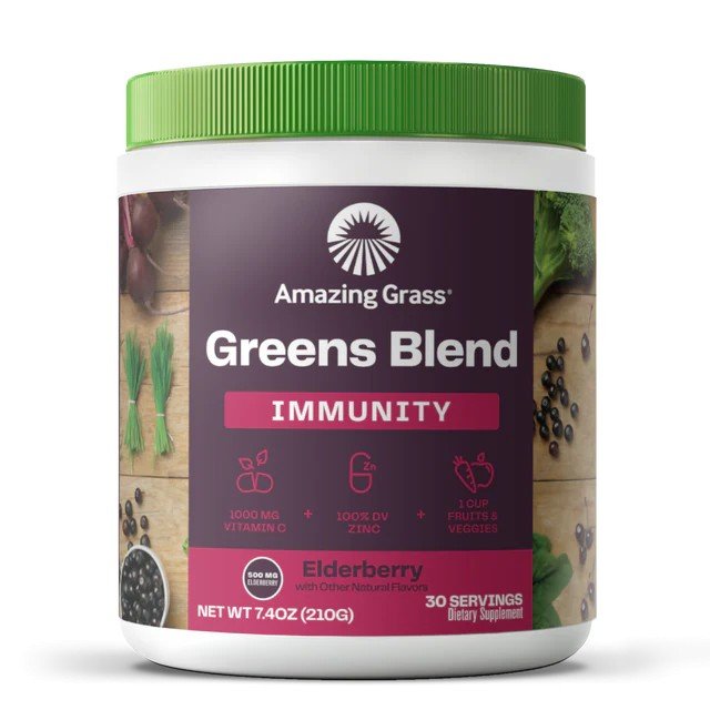 Amazing Grass Greens Blend Immunity Elderberry 7.4 oz (210G) Powder