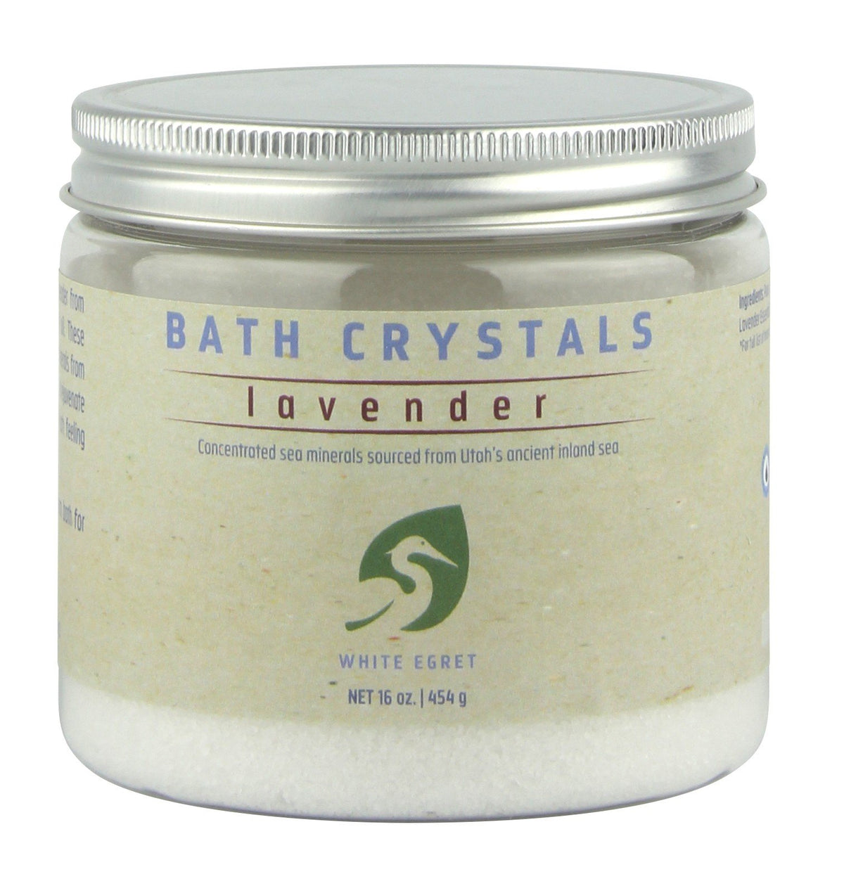 White Egret INC Lavender Bath Crystals 16 oz Salt