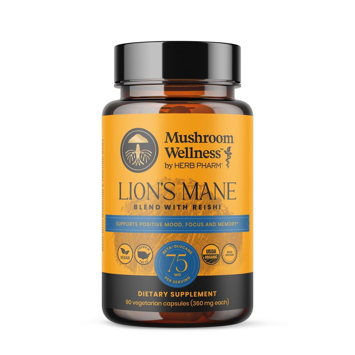 Herb Pharm Lion&#39;s Mane Blend with Reishi 90 Capsule