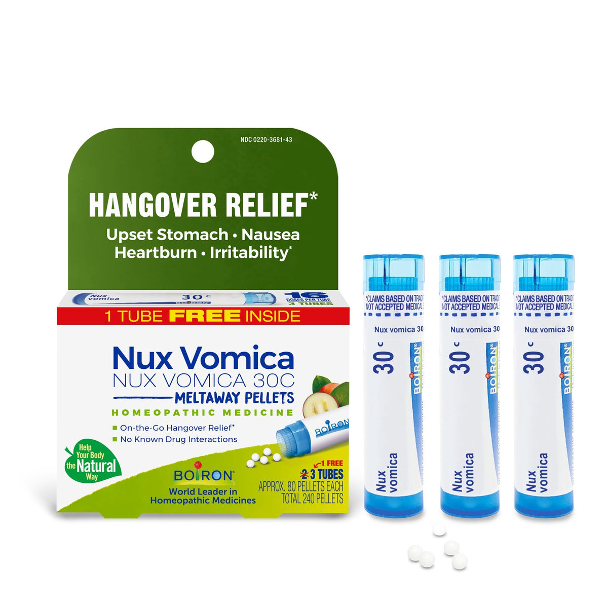 Boiron Nux Vomica 30C 3 MDT 3 Tubes Pellet