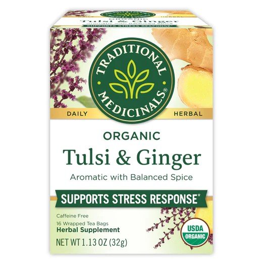 Traditional Medicinals Tulsi &amp; Ginger Tea 16 Tea Bags Box