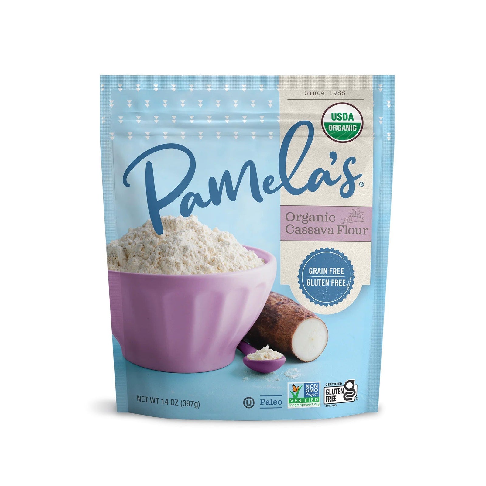 Pamelas Cassava Flour Organic 14 oz Bag