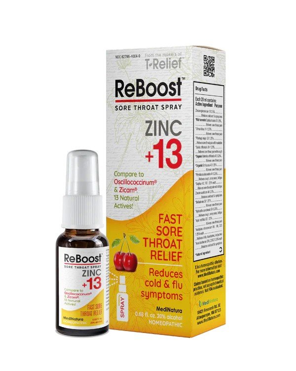 MediNatura Reboost Throat Spray Zinc+13 Cherry 0.68 fl oz Spray