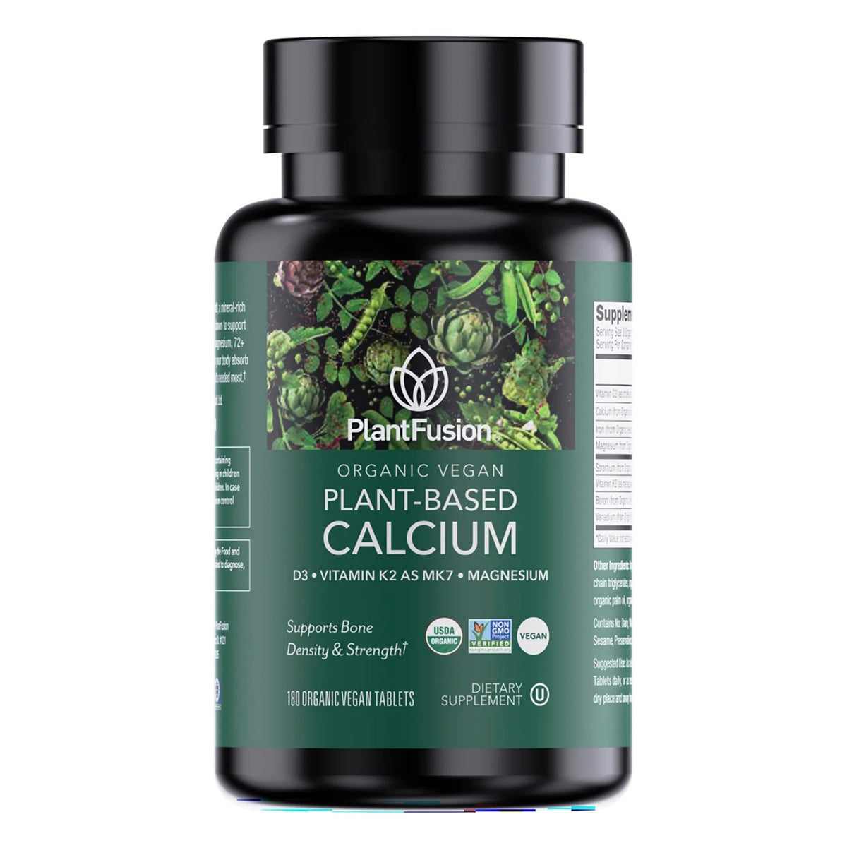 PlantFusion Organic Vegan Plant-Based Calcium 180 Vegan Tablets
