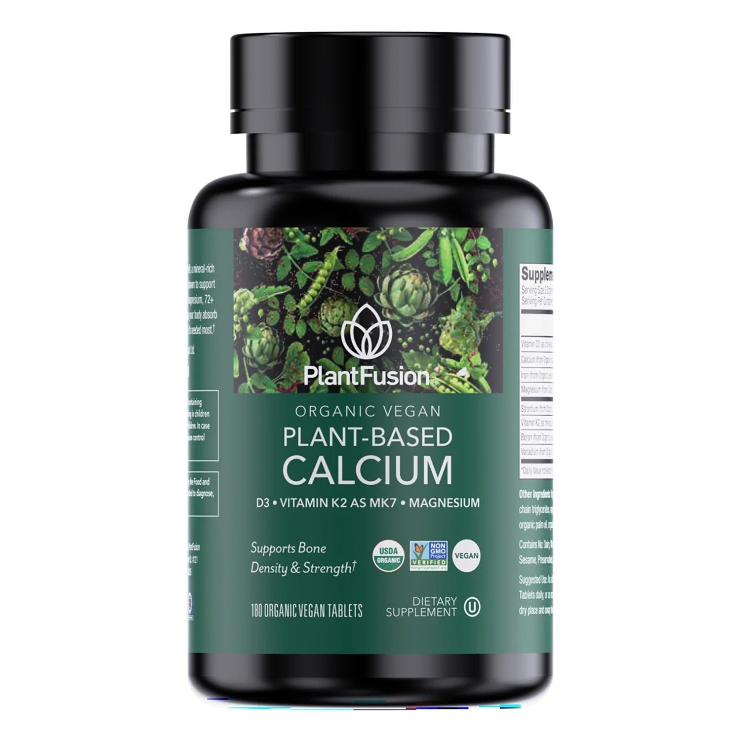 PlantFusion Organic Vegan Plant-Based Calcium 180 Vegan Tablets