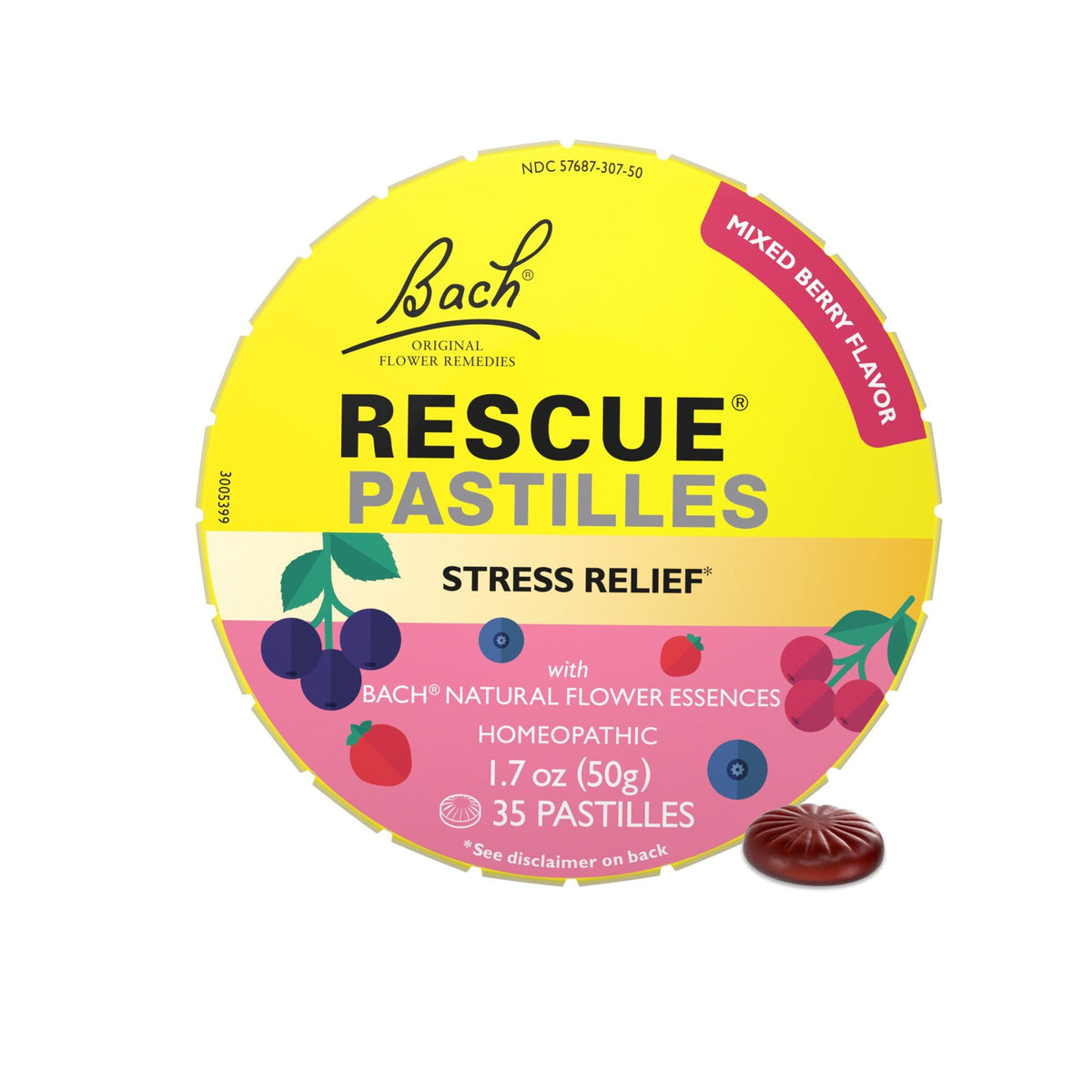 Bach Rescue Pastilles Mixed Berry 50 g (1.7 oz) Pastilles