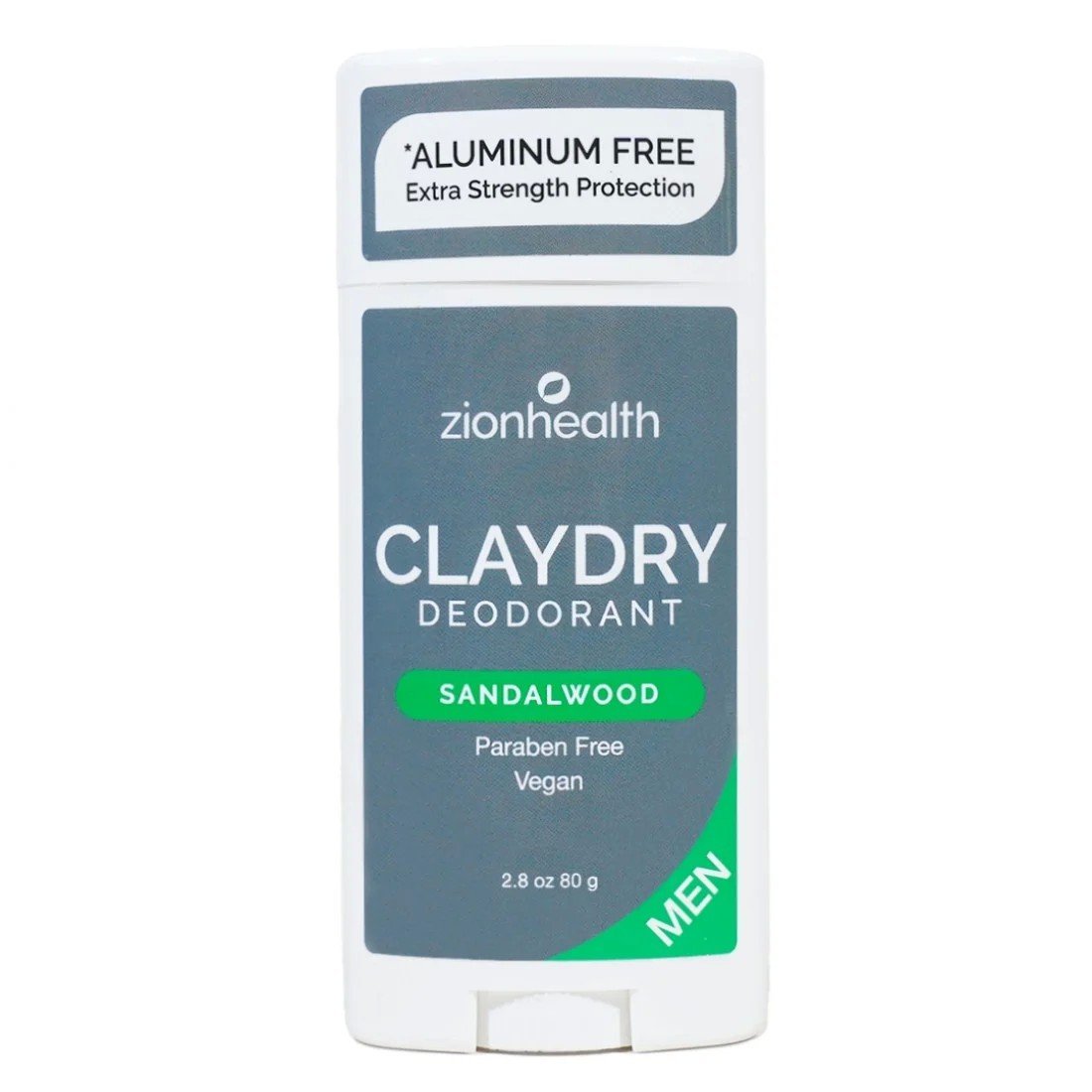 Zion Health Clay Dry Deodorant Men Sandalwood 2.8 oz Stick