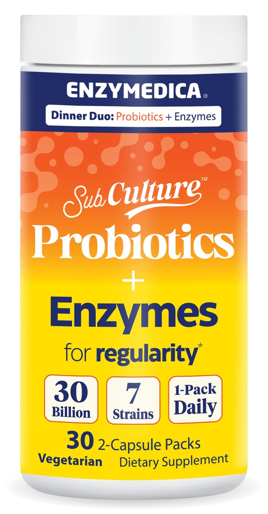 Enzymedica SubCulture Probiotics+Enzymes-Dinner Duo for Regularity 30 Capsule