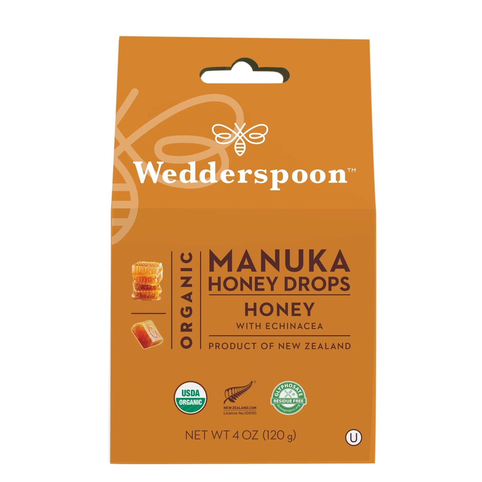 Wedderspoon Organic Manuka Honey Drops - Honey 4 oz. Box